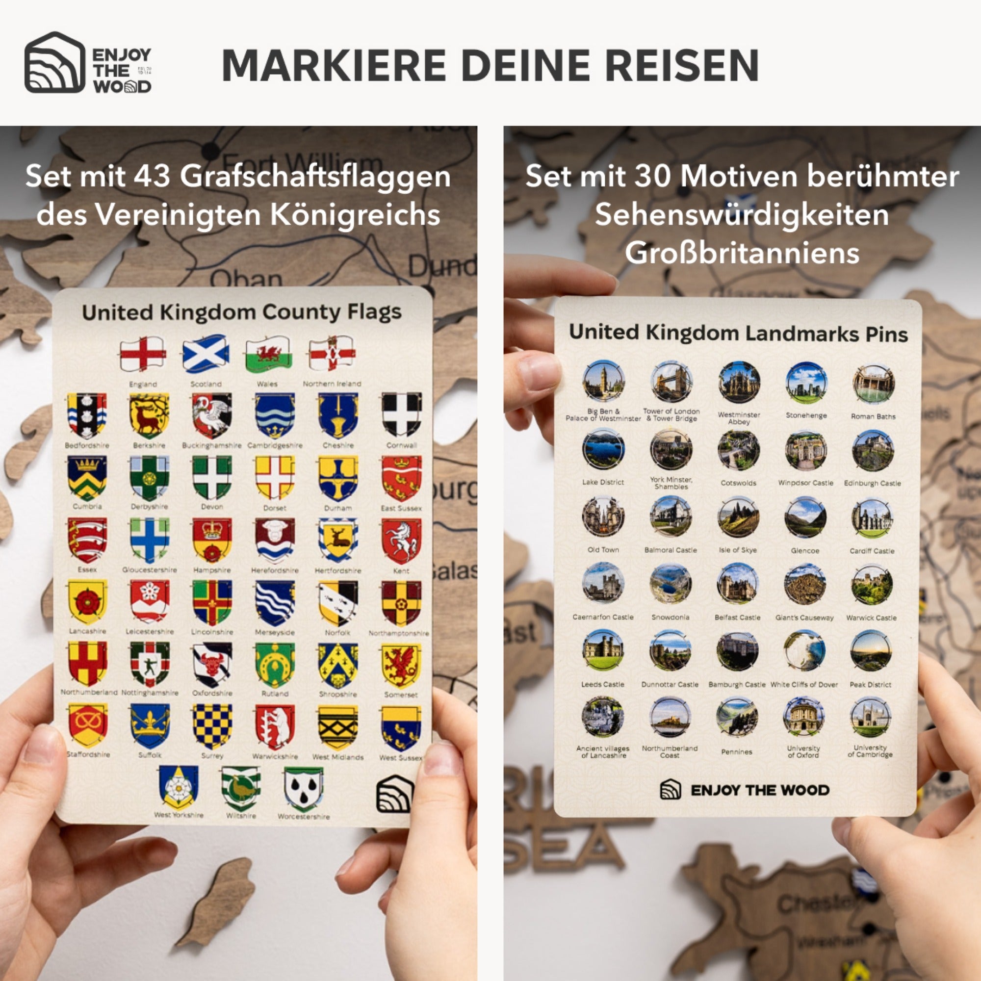 3D Vereinigtes Königreich Holzkarte Terra