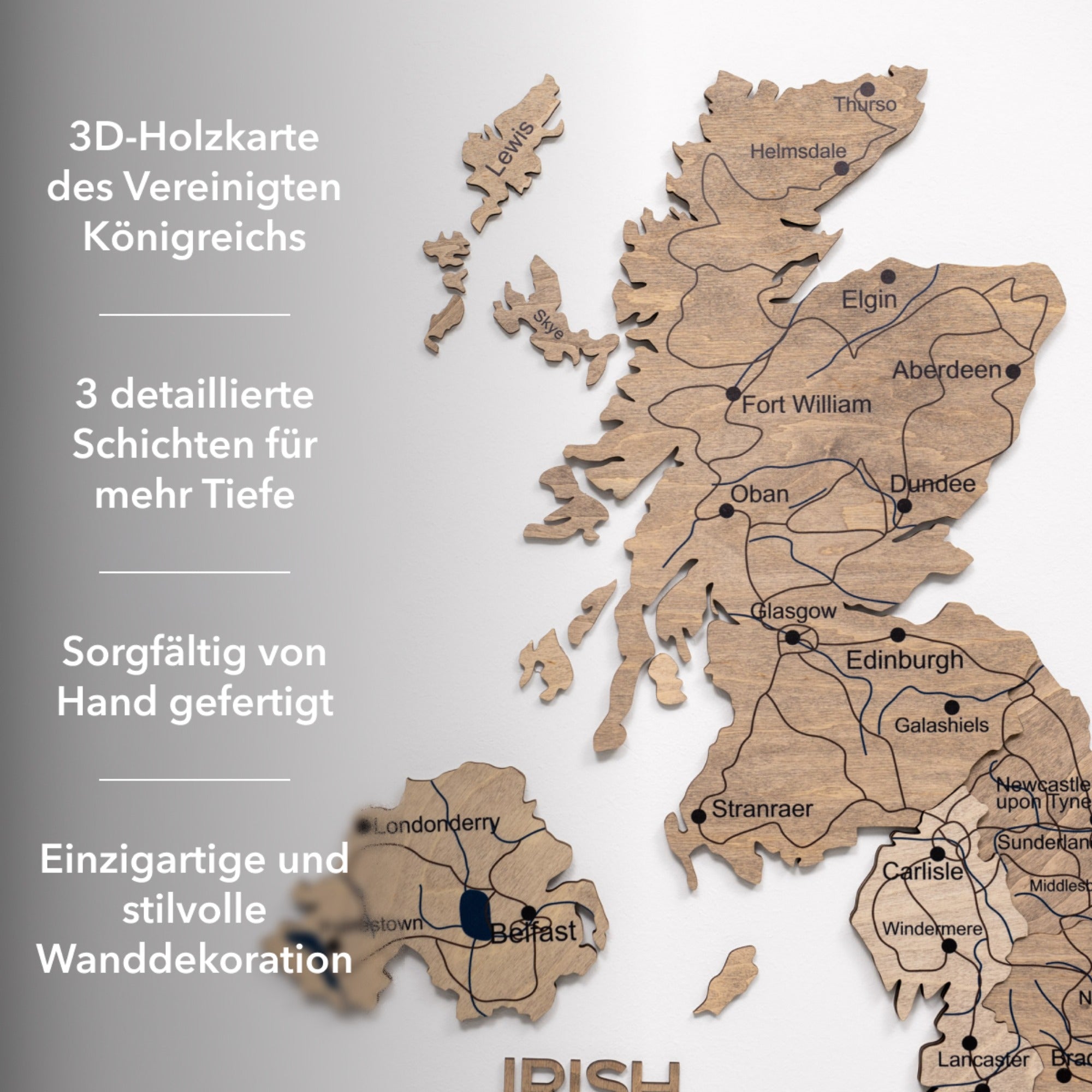 3D Vereinigtes Königreich Holzkarte Terra
