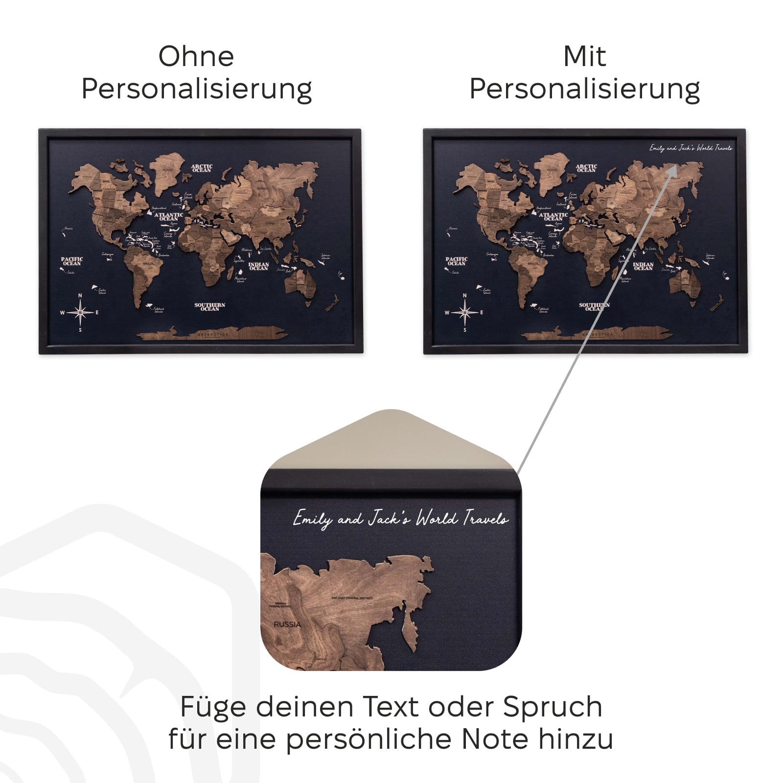 walnut panel weltkarten