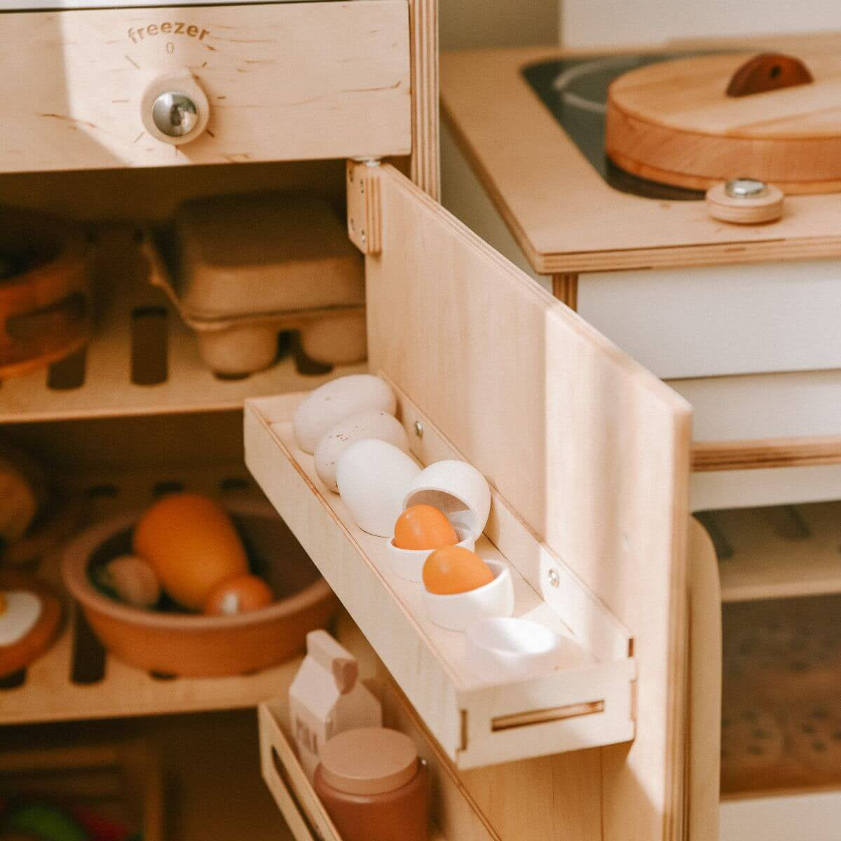wooden kitchen fridge